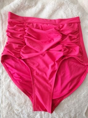 Shapermint Essentials High-Waist Ruched Bikini Bottom - Bright Pinksize L